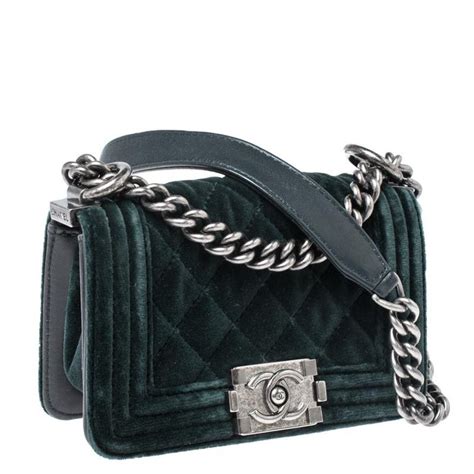 chanel green velvet boy bag|vintage chanel velvet bag.